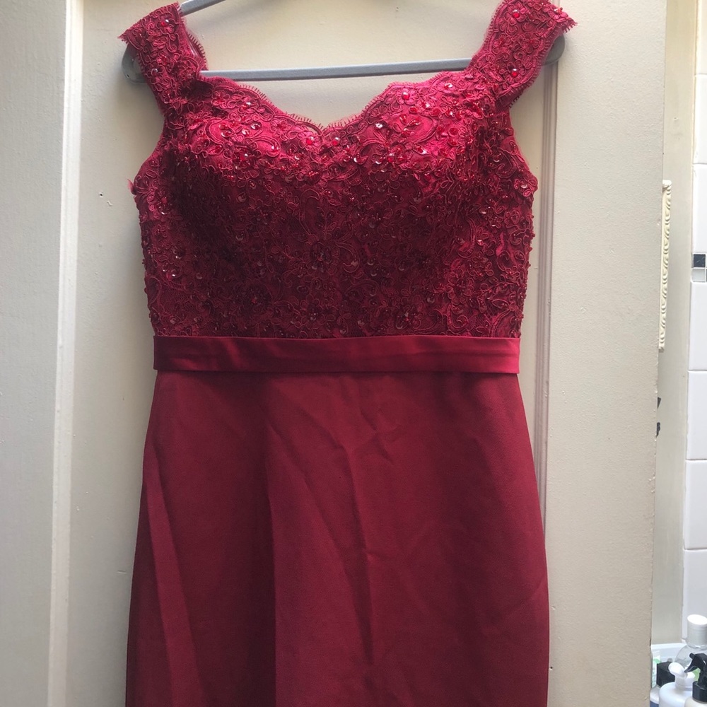 Long Dark Red(wine) Dress with a trail